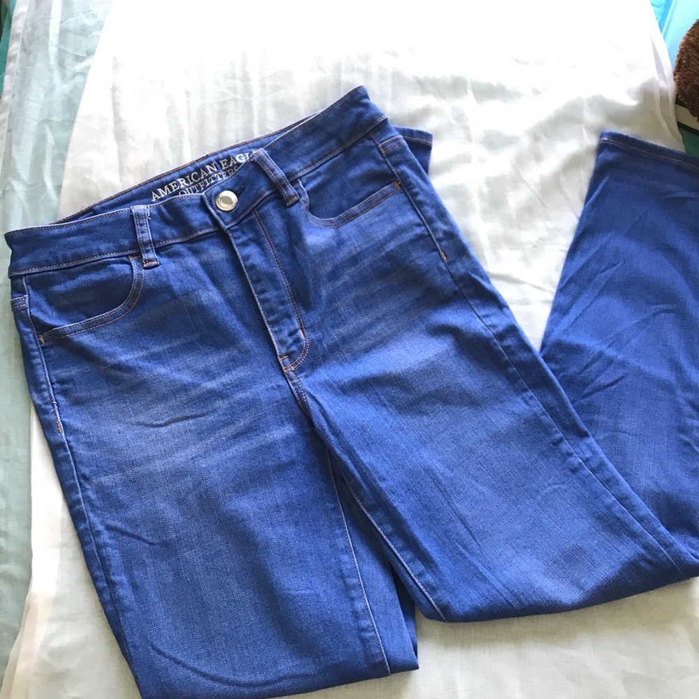 American Eagle bright blue skinny jeans